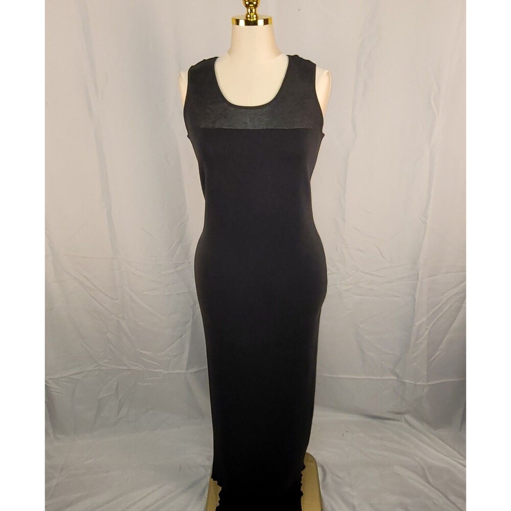 Vintage 90s Moda Spiegel Black Knit Sheer Mesh Top Maxi Dress Large Whimsigoth